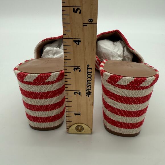Aerosoles Entree Red Cream Stripe Canvas Comfort Casual Block Heel Sandal NWB 9 - Picture 2 of 6